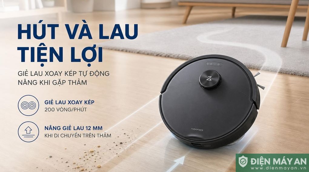 Robot hút bụi lau nhà Roborock Qrevo 2 Pro - Đen/Trắng
